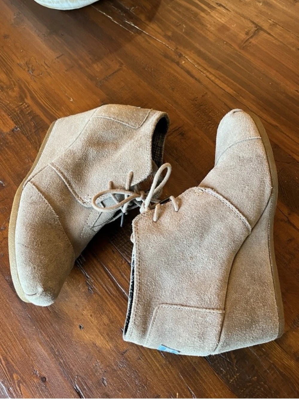 TOMS Women's Desert Wedge Booties - Taupe/Beige Suede Size 9
